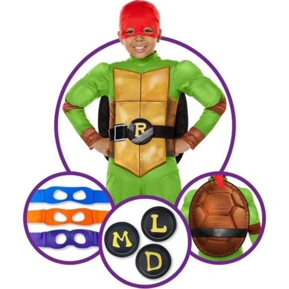 Boys Girls Teenage Mutant Ninja Turtles TMNT 4-in-1 Costume Set Size Sm M 'L NWT - Picture 1 of 4